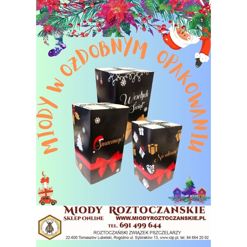 4 x1000g miodu w ozdobnym opakowaniu