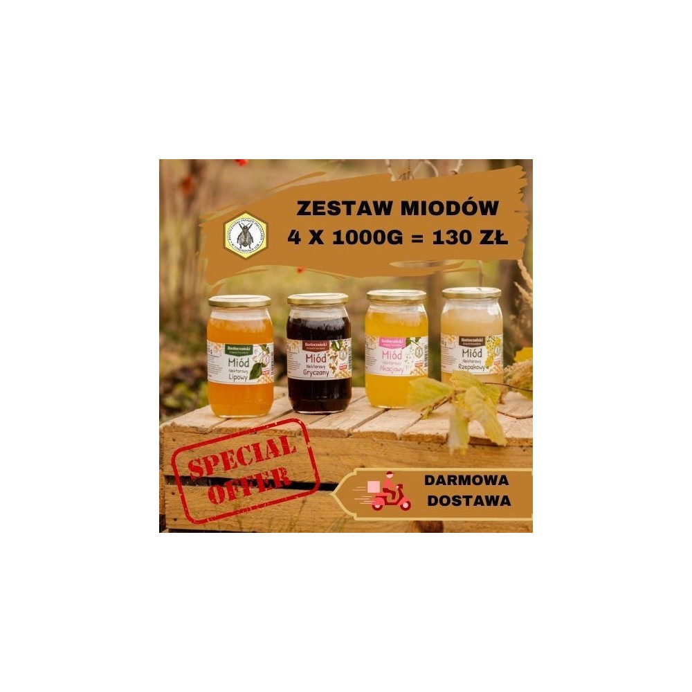 Zestaw 4 wybranych miodów